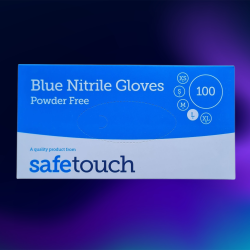 SafeTouch Nitrile Gloves (Blue, Powder-Free) — 100 pcs (Size L)